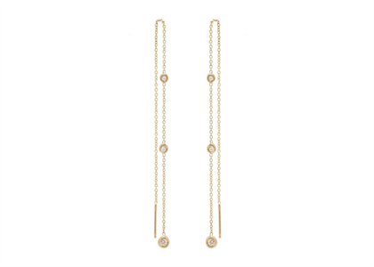 CZ Studded Bezel Threader Earrings